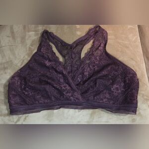 Maurices Lace Racerback Bralette XL Plum Purple Wireless Bra